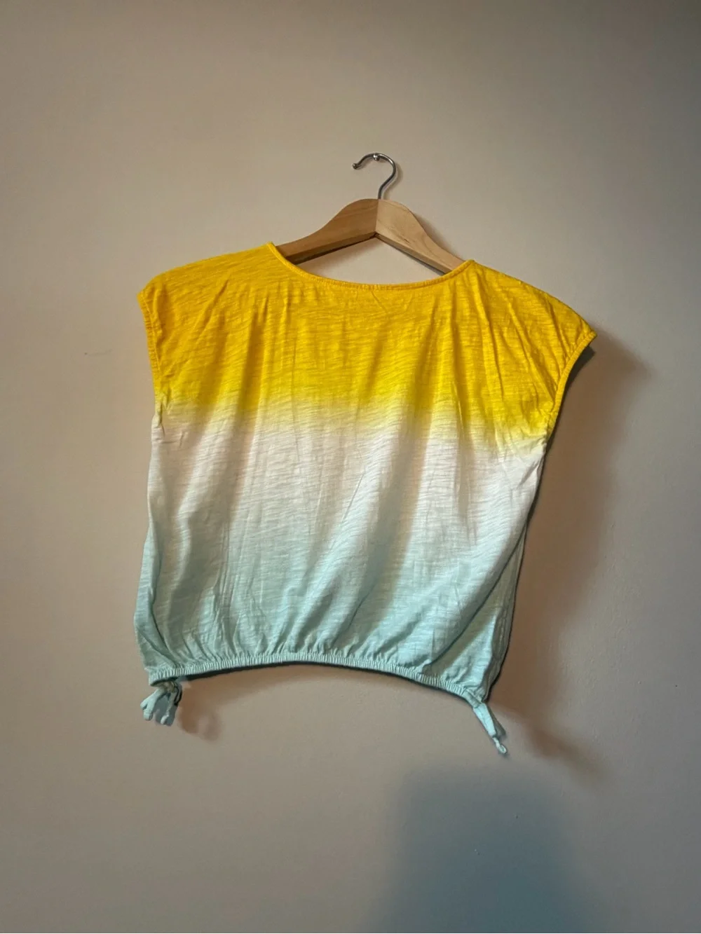 Carter's Yellow to Light Blue Ombre Tie-Hem Crop Top
